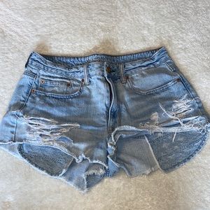 AMERICAN EAGLE High Rise Festival Denim Jean Shorts